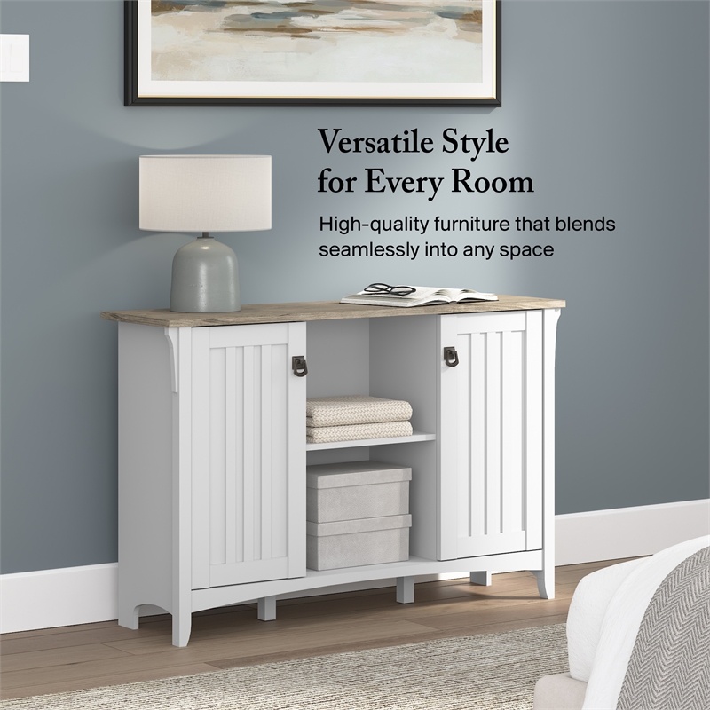 Salinas Accent Storage Cabinet with Doors in White and Gray - Engineered Wood