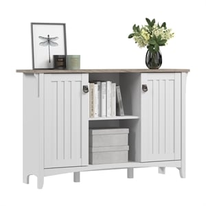 Salinas Accent Storage Cabinet with Doors in White and Gray - Engineered Wood