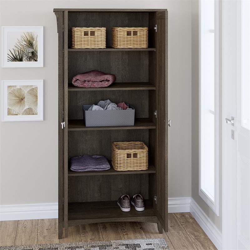 Salinas Tall Storage Cabinet with Doors in Ash Brown - Engineered Wood