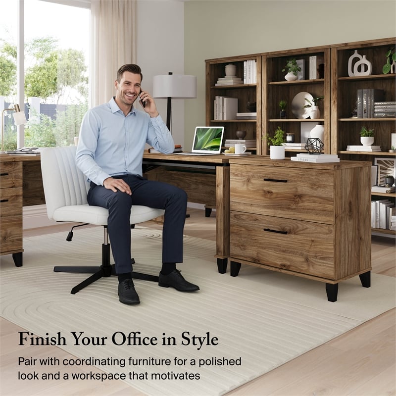 Somerset 2 Drawer Lateral File Cabinet in Fresh Walnut - Engineered Wood