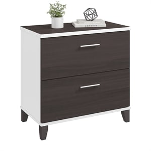 Somerset 2 Drawer Lateral File Cabinet in White and Storm Gray - Engineered Wood