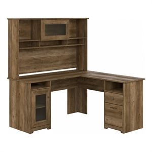 Cabot 60W L Shaped Computer Desk with Hutch in Reclaimed Pine - Engineered Wood