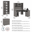 Cabot L Shaped Desk with Hutch and Storage in Modern Gray - Engineered Wood
