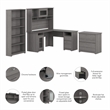 Cabot L Shaped Desk with Hutch and Storage in Modern Gray - Engineered Wood