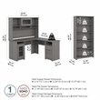 Cabot L Shaped Desk with Hutch and Bookcase in Modern Gray - Engineered Wood