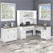 Fairview L Desk with Hutch and File Cabinet in White and Gray - Engineered Wood