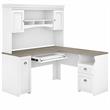 Fairview 60W L Desk with Hutch in Shiplap Gray and White - Engineered Wood