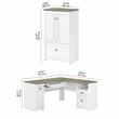 Fairview L Desk and Storage File Cabinet in White and Gray - Engineered Wood