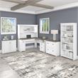 Fairview L Desk 5 Pc Office Set with Storage in White & Gray - Engineered Wood