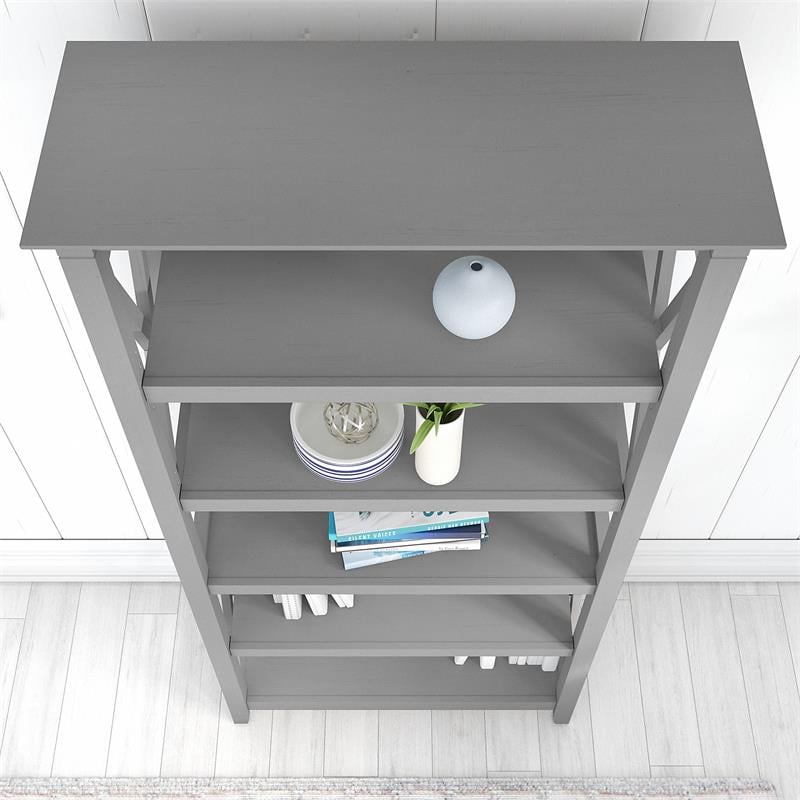 Key West Tall 5 Shelf Bookcase in Cape Cod Gray - Engineered Wood