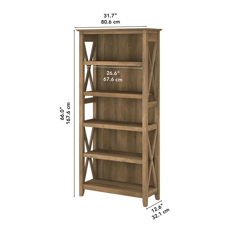 Key West Tall 5 Shelf Bookcase in Reclaimed Pine - Engineered Wood