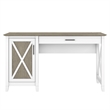 Key West 54W Computer Desk with Storage in White and Gray - Engineered Wood