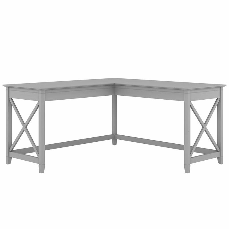 Key West 60W L Shaped Desk in Cape Cod Gray Engineered Wood Cymax