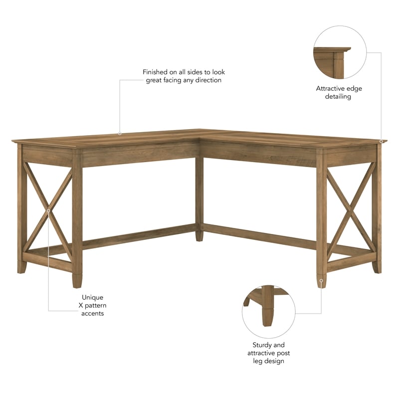 Key West 60W L Shaped Desk in Reclaimed Pine - Engineered Wood