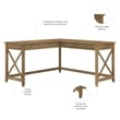 Key West 60W L Shaped Desk in Reclaimed Pine - Engineered Wood