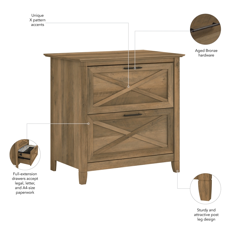 Key West 2 Drawer Lateral File Cabinet in Reclaimed Pine - Engineered Wood