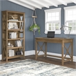 Key West 48W Desk with File Cabinet and Bookcase in Pine - Engineered Wood