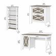 Key West 54W Desk with File Cabinet and Bookcase in White/Gray - Engineered Wood