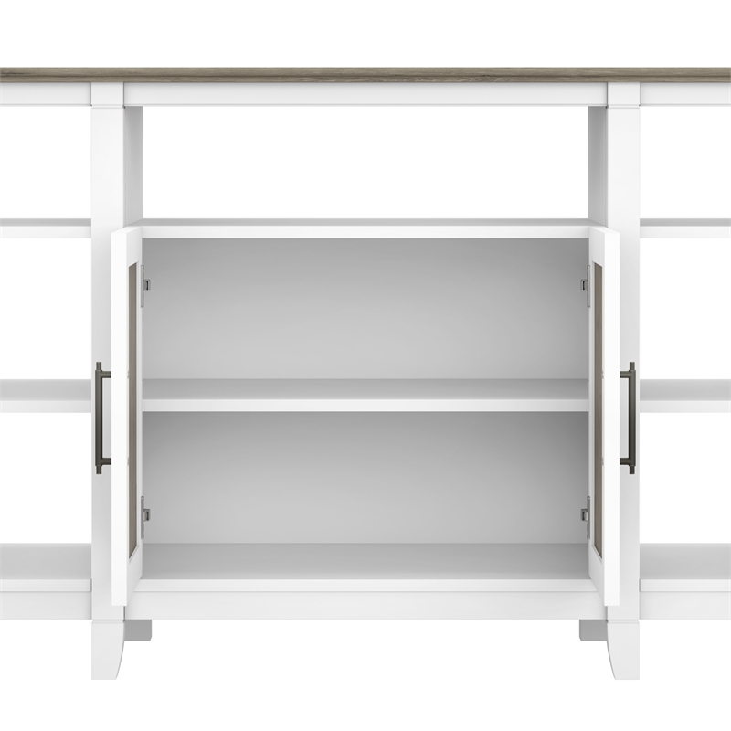 Key West Tall TV Stand with Bookcases in White and Gray - Engineered Wood