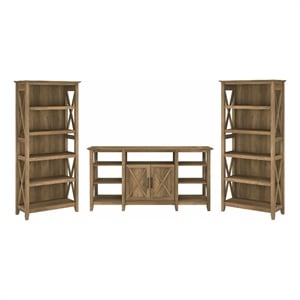 Key West Tall TV Stand with Bookcases in Reclaimed Pine - Engineered Wood