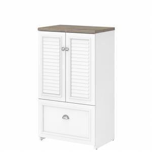 Fairview Storage Cabinet with File Drawer in White and Gray - Engineered Wood
