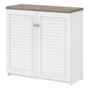 Bush Furniture Fairview Small Storage Cabinet with Doors in White & Gray
