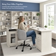 Cabot 60W L Computer Desk with Storage in Linen White Oak - Engineered Wood