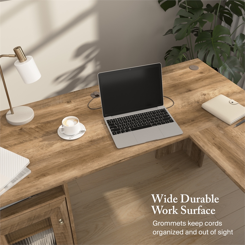 Cabot 60W L Computer Desk with Storage in Reclaimed Pine - Engineered Wood