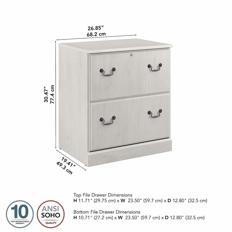 Saratoga 2 Drawer Lateral File Cabinet in Linen White Oak - Engineered Wood