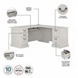 Bush Furniture Saratoga L Shaped Computer Desk with Drawers in Linen White