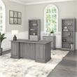 Saratoga Executive Desk with Storage Set in Modern Gray - Engineered Wood