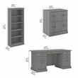 Saratoga Executive Desk with Storage Set in Modern Gray - Engineered Wood