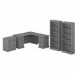 Saratoga L Shaped Desk with Storage Set in Modern Gray - Engineered Wood