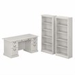 Saratoga Executive Desk and Bookcase Set in Linen White Oak - Engineered Wood