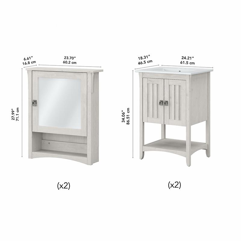 Bush Salinas Engineered Wood Double Vanity Set with Sinks in White