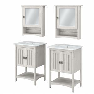 Bush Salinas Engineered Wood Double Vanity Set with Sinks in White