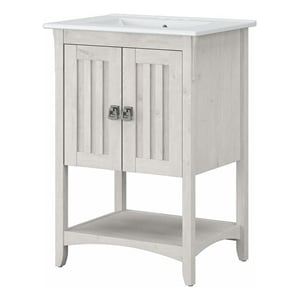 Bush Salinas 24&quotW Engineered Wood Bathroom Vanity with Sink in Linen White Oak