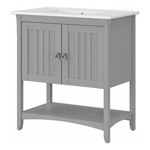 Bush Salinas 32&quotW Engineered Wood Bathroom Vanity with Sink in Cape Cod Gray