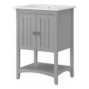 Bush Salinas 24&quotW Engineered Wood Bathroom Vanity Cabinet in Cape Cod Gray