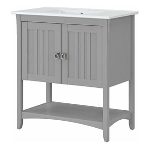 Bush Salinas 32&quotW Engineered Wood Bathroom Vanity Cabinet in Cape Cod Gray