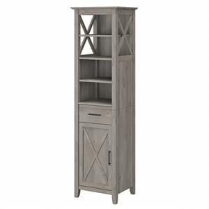 Key West Tall Bathroom Storage Cabinet in Driftwood Gray - Engineered Wood