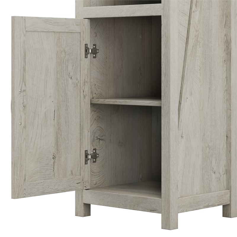 Bush Furniture Knoxville 60W L Shaped Desk with Storage Cabinet in Cottage White