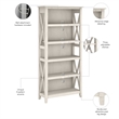 Key West Tall 5 Shelf Bookcase in Linen White Oak - Engineered Wood