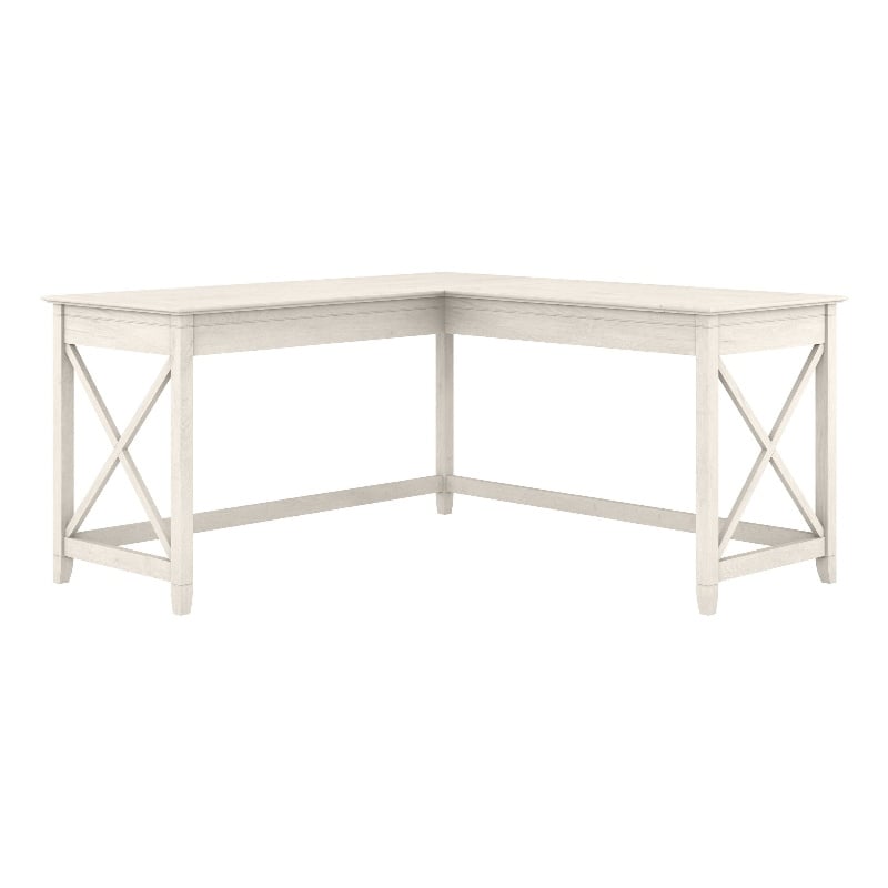 Key West 60W L Shaped Desk in Linen White Oak - Engineered Wood