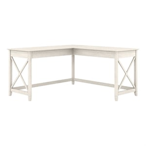 Key West 60W L Shaped Desk in Linen White Oak - Engineered Wood
