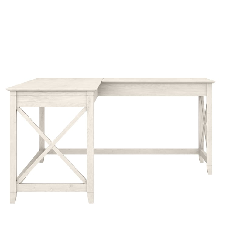 Key West 60W L Shaped Desk in Linen White Oak - Engineered Wood