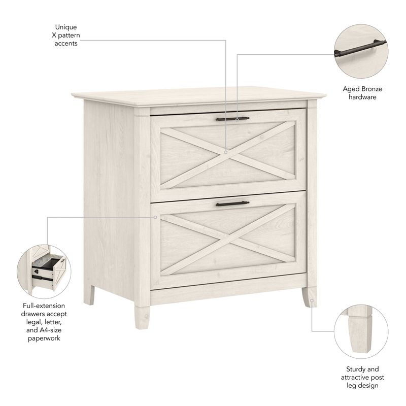 Key West 2 Drawer Lateral File Cabinet in Linen White Oak - Engineered Wood