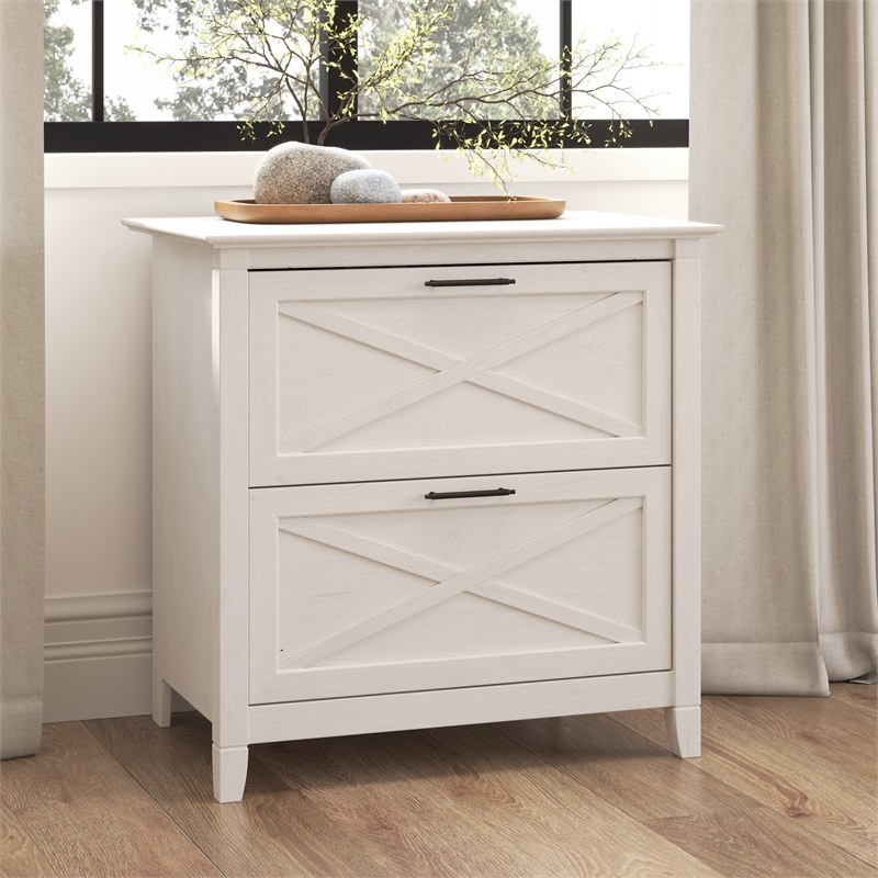 Key West 2 Drawer Lateral File Cabinet in Linen White Oak - Engineered Wood
