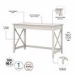 Key West Writing Desk with File Cabinet and Bookcase in White - Engineered Wood