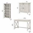 Key West Writing Desk with File Cabinet and Bookcase in White - Engineered Wood